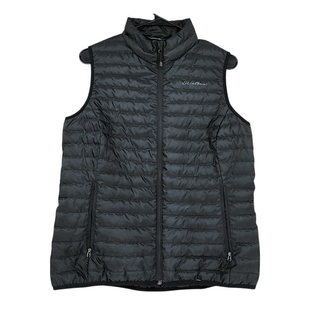Eddie Bauer Down Puffer Vest M Womens Black Quilted Full Zip Gorpcore‎ Outdoor